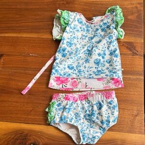Floral Blue and Pink Kids Outfit